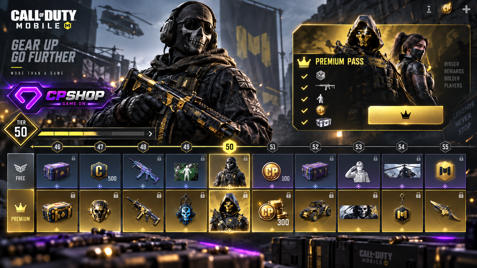 نمایش تایر 50 و جوایز بتل پس (Battle Pass) کالاف دیوتی موبایل